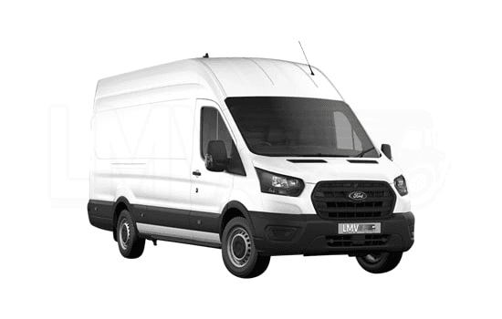 White Ford Transit high-roof long-wheelbase panel van